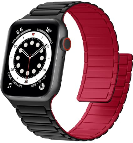 CeMiKa Magnetische Band kompatibel mit Apple Watch Armband 49mm 45mm 46mm 44mm 42mm, Starke Silikon Magnetische Sport Loop Ersatzbänder für iWatch Ultra 2/Ultra Series 10 9 8 7 SE 6 5 4 3 2 1