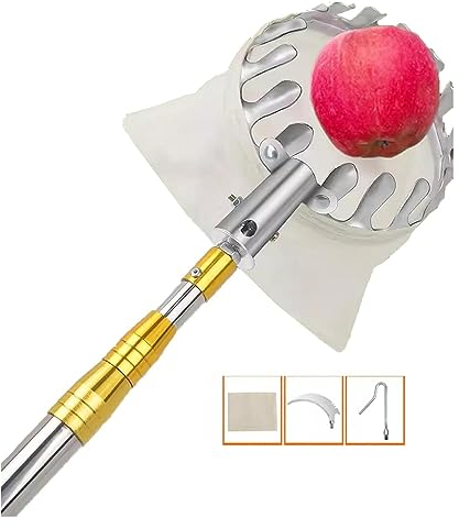 LekLai Obstpflücker, Obstfänger-Pflückwerkzeug, Apfelpflücker, Obstpflückerkorb, Obstsammler, Teleskopisch Mit Griff Und Tasche/2.1M