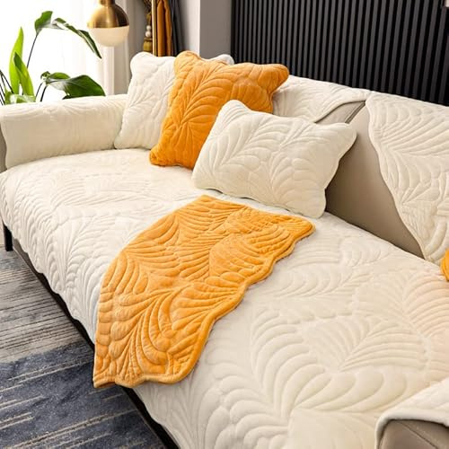 Generisch Sofabezug Kurzer Plush Sofa Überzug, Sofa überwurfdecke Ecksofa L Form Sofaschoner, rutschfest Weich Sofaüberwurf 1 2 3 4 Sitzer, Sofaschutz Katze Hund