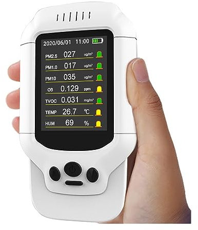 ARTGOS Monitor De Aire, Detector de Gas Multifuncional Inteligente O3 medidor de ozono Sensor de Calidad del Aire TVOC PM2.5 PM1.0 PM10 0-5ppm O3 Tester Sensor De Calidad del Aire