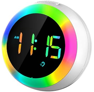 moonsun Réveil pour enfant, kit de réveil, double alarme, veilleuse avec luminosité réglable, activation vocale, pour enfants