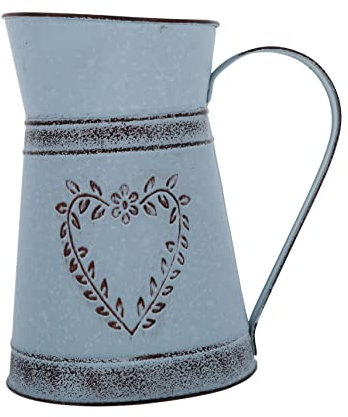 OUNONA Heart-shape Flower Vase Galvanized Sheet Vintage Style Ideal for Flower Arrangements Perfect for Home and Garden