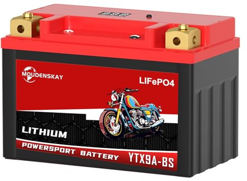 MOUDENSKAY Lithium Motorrad Batterie 12V Lithium YTX9A-BS 4Ah 400CCA 51.2WH | LiFePO4 Technologie,BMS Schutz und Anzeige,für Motorräder,ATV,UTV.Ultraleicht,Wartungsfrei,Perfekter für Blei-Säure-Batterien