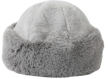 bomhys Russische Mütze Flauschige Kunstfell-Bomber-Uschanka-Hüte Für Damen, Warmer Winter, Dicker Hut, Russische Panama-Mütze, Grau, Einheitsgröße