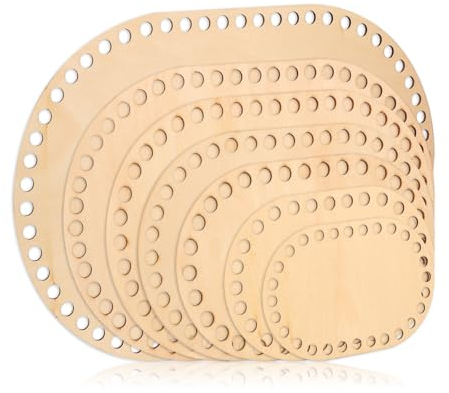 PBUSPU 7 Größen Holzboden Häkeln, Korbböden zum Häkeln, Ovaler Leerer Massiver Häkelkorb Holzbasis Für DIY Korbflechten Liefert Basteln Heimtextilien