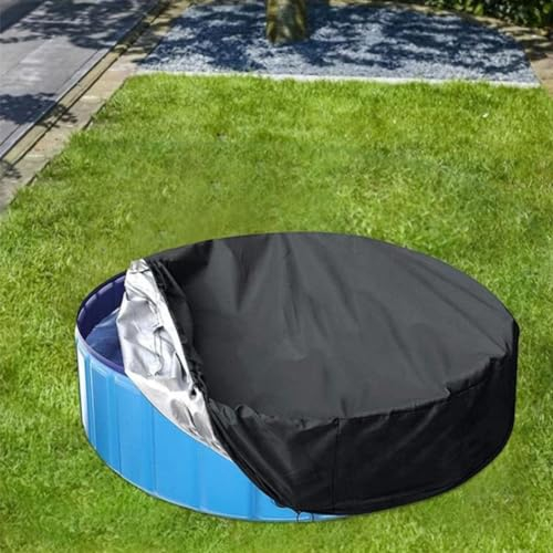 Runde Poolabdeckung für Hunde, 160 cm, waschbar, wasserdicht und UV-Schutz, Pool-Schutzhülle mit Kordelzug-Design, für universal, faltbar, für Kinder, Hunde, Haustiere, Outdoor-Badewanne