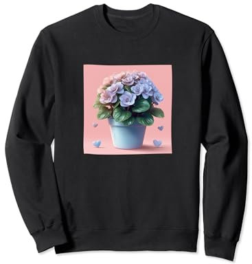 Bergenia Plant In Pot Hearts Around Cottagecore Boho Graphic Sweatshirt
