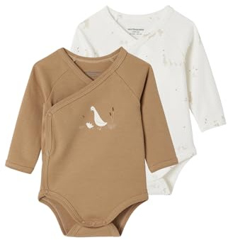 Vertbaudet Bio-Kollektion: 2er-Pack Baby Wickelbodys mit langen Ärmeln cappuccino 56