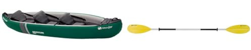 Sevylor Kanu aufblasbar Adventure Plus - 2+1 Personen Faltkajak, Kanadier, 368 x 86 cm & Sevylor Alu-doppelpaddel K-compact, schwarz/grau/gelb (230 x 18 cm)