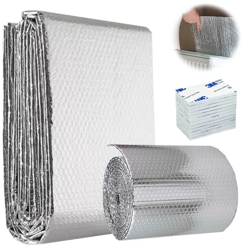 Mineup 5 M x 60 cm Heizkörper Reflexionsfolie, 3.5mm Isolierfolie Dämmfolie, Doppelblase Isolierung Thermofolie, Alu-Luftpolsterfolie Dämmung Heizkörper, Isolierung Hinter Heizkörper für Wärmehaltung