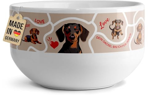 Print Royal PR Müslischale mit Hunde-Motiv - Dackel Liebe - Persönliches Geschenk für Hundebesitzer, Hundeliebhaber, Weihnachten, Geburtstag | Keramik Schüssel, 500 ml