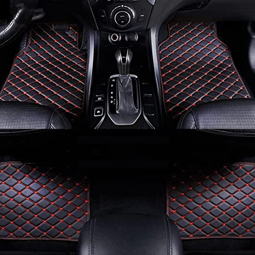 Auto FußMatten für Ford Fiesta MK6 2002-2008 LHD, Nach Maß Leder Auto Fussmatten, Wasserfest Antirutsch Allwetterschutz Auto Teppich, Vorne und Hinten Automatten Set,B Black+Red