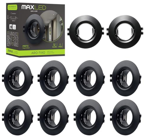 Maxled, Light is Led! 10 Pack LED Infällningsstrålare Ram GU10 Ø55-80mm Håldiameter PC LED Spots Takspotlights Infällningsarmaturer för Ljuskällor TakInfällningsring (Rund Svart)