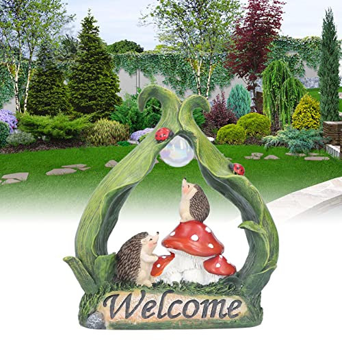 SUPYINI Mushroom LED Lamp Decoration, Mushroom Garden Resin Simulation Animal Outdoor Garden Solar Night Light Decoration