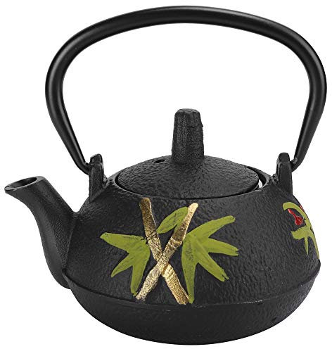 Tyenaza Théière en fonte, bouilloire à thé à motif de fleurs japonaises de 0,3 L, théière en fonte, ensemble de tasses, bouilloire à thé pour café en feuilles