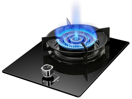 Cuisinière À Gaz 1 Brûleur, Cuisinière À Gaz En Verre Trempé À Quatre Anneaux De 5,2 KW, Cuisinière Convertible GN/GPL, Puissance De Feu Réglable Graduée, Avec Protection Contre L'extinction(LPG)