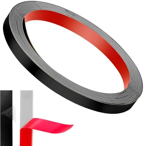 Zierleiste Schwarz Edelstahlband Selbstklebend 6M X 10MM Metallstreifen Zierleisten Selbstklebend Blechstreifen zum Abziehen und Aufkleben Wasserdichte für Wand Tür Möbel Spiegelrahmen Decke Auto