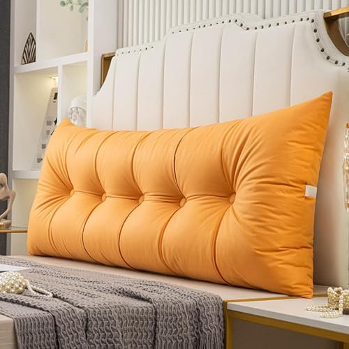 ROBAUN Dreieckiges Kopfteil, Keilkissen, Lesebettkissen, einfarbig, Sofa-/Bett-Rückenkissen for Schlafsofa, Etagenbett, Schlafsaal(Yellow,King(71/180cm))