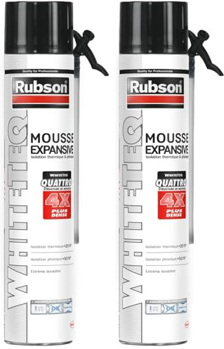 Rubson - Mousse Expansive Isolation Thermique & Phonique (aérosol de 750 ml) – Mousse polyuréthanne mono-composant et multi-matériaux – Mousse isolante blanche à structure cellulaire extra-fine