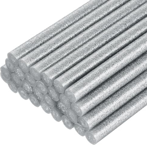 QUARKZMAN 30 Stück Heißklebestifte 11mm x 200mm Mini Heißklebesticks Heißklebepistole Heißkleber Klebestifte Heißklebestäbchen für Reparieren Kunst Dekorieren Handwerk Glitzersilber