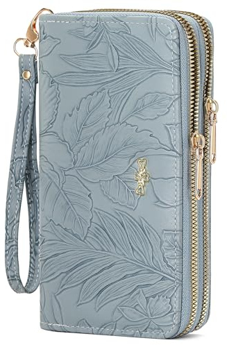 SENDEFN Geldbörse Damen Groß im Langformat, Doppelseitiges Portemonnaie mit Reißverschluss, Geldbeutel Clutch Wallet für Damen mit Münzfach und Abnehmbarem Handschlaufe
