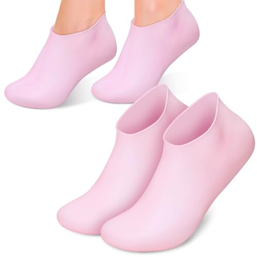 CALLARON 2paare Feuchtigkeitspendende Silikonsocken für Spa-fußpflege Wiederverwendbar Rutschfeste Sohlen Angenehmer Tragekomfort Geeignet für Trockene und Rissige Füße