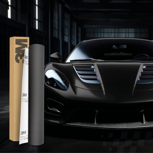 3M 2080 Car Wrapping Folie Selbstklebende Autofolie für Auto Motorrad Boot 3D Lackschutzfolie mit Luftkanälen zum Folieren (DM12 Dead Matte Black, 50 x 152cm)
