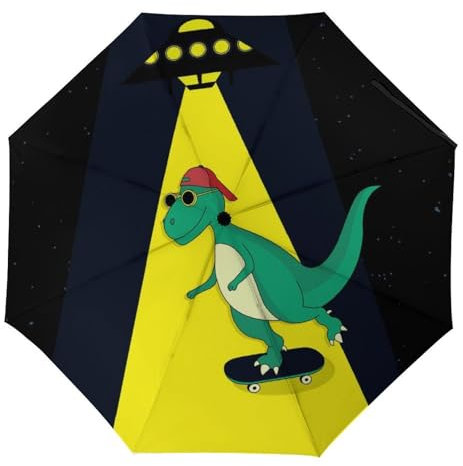 YBQLNP Kompakter Reise Regenschirm Fliegender Dinosaurier Taschenschirm Automatisch Auf Und Zu Faltbarer Sonnenschirm