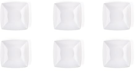 Excelsa Eclipse - Juego de 6 platos hondos cuadrados, de cerámica, blanco