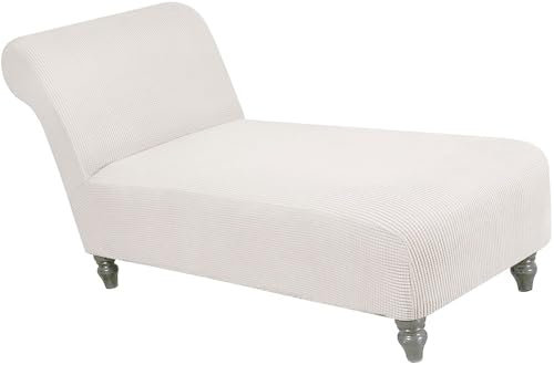 YNJJKA Funda elástica para Chaise Longue de Lujo sin Brazos Fundas Muebles Mascotas sofá reclinable Sala Estar Interior Jacquard sillón Relax Antideslizante Lavable Protector(Blanco)