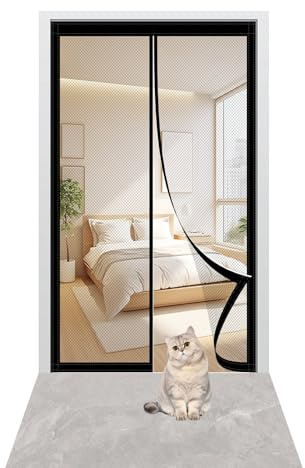 Zanzariera con Magneti per Porte 82 x 209 cm Nessun Attrezzo Richiesto Zanzariere Magnetiche Facile da Installare per Porte da Balcone/Cantine/Terrazze, Nero