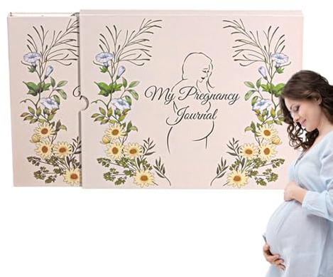 Qkbuza Schwangerschafts-Erinnerungsbuch | Schwangerschafts-Tagebuch Erinnerungsbuch für Mama | Hardcover Tagebuch Meilensteine Ankündigungen Eltern-Scrapbook für Eltern Geburt Geburtstag