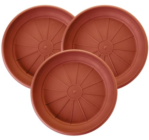 Sustania Lot de 3 soucoupes de 25 cm de diamètre pour pots de fleurs de 30 cm de diamètre – Ajustement précis, stabilité de qualité supérieure, terre cuite, fabrication allemande