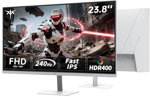 KTC Gaming Monitor 240Hz 24 Inch | FHD@240Hz | Fast IPS Panel | 1ms Response Time (MPRT) | 400 cd/㎡ Brightness, HDR400 | Adaptive Sync | 116% sRGB, 92% DCI-P3, ΔE＜2 | White | H24F7