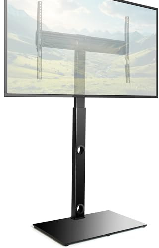 Futura TV Floor Stand for 30–75 Inch TVs, Swivel Bracket & Height Adjustable, Universal TV Stand, Tempered Glass Base, Max VESA 600x400mm, 40kg Capacity & Cable Management