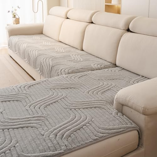 2 Stück Sofabezug Premium Rutschfester Sofa üBerzug 1 2 3 4-Sitzer-Couch üBerzugfüR Sektionssofas Waschbarer L-förmige Möbelbezug zum Schutz des Sofas vor Kratzern (Hellgrau, 90x160cm und 90x210cm)