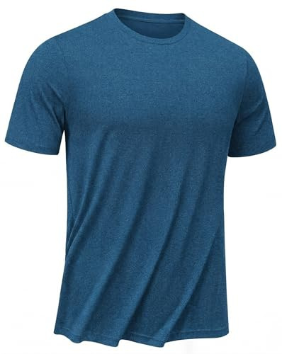 PINSPARK Herrsporttröja UPF 50+ UV-skydd Andningsbart Snabbtorkande Löptröja Kortärmad Lätt Funktionströja med Reflekterande Ränder för Gym Fitness Nattlöpning Utomhus, blå, XL