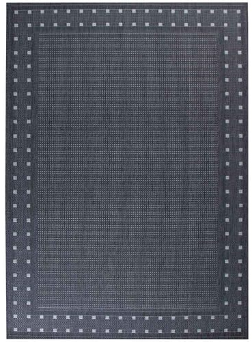Knutzen Wohnen Palma Flachgewebe Teppich 120 x 160 cm Anthrazit - geeignet als In- & Outdoor Teppich - wetterfest - pflegeleicht - UV-beständig - Ideal für den Innen- oder Außenbereich