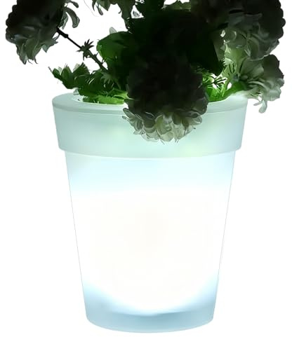 Solar Flower Pot Lamp, Versatile Placement, Abs, Garden Night Light Decor, Night Lamp Flower Bucket, Indoor and Outdoor Use, for Courtyard Backyard Decoration