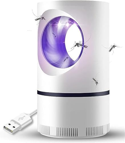 Lampe anti-moustiques – Piège à lumière UV puissante aspiration silencieuse alimentée par USB physique non toxique pour l'intérieur et la maison en toute sécurité