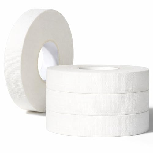 Thinp 4 Pcs White Athletic Tape, 1.3cm X 10m/Roll Strong Adhesive Finger Tape for Sports Breathable Cotton Sports Tapes for Climbing Boxing Gymnastics Hockey Soccer