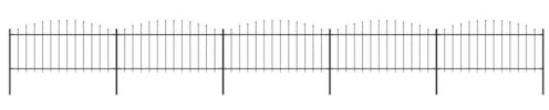 Yisssmeng Clôture de jardin en acier noir de 8,5 m x 0,5 à 0,75 m avec pointe de lance, 5 éléments de clôture et 6 poteaux - Brise-vue robuste pour jardin, clôture de jardin et clôture pour chien