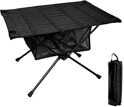 MIUUIPI Bärbart Campingbord Fällbord Litet Campingbord Lätt Fällbord Fällbart Sidobord Utomhus Med Nätficka Och Bärveska För Picknick Fiske Vandring Grill Svart