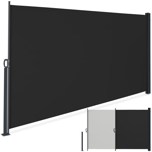 tectake® Toldo Retractil Exterior Lateral, Separador de Ambientes, Toldo Impermeable Enrollable, Toldos Exterior Terraza, Estructura de Acero, Mecanismo Automático - 200 x 300 cm Negro