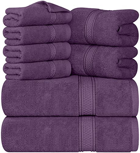 Utopia Towels 8 Piece Towel Set - 2 Bath Towels, 2 Hand Towels and 4 Washcloths Cotton Hotel Quality Super Soft and Highly Absorbent (Plum)