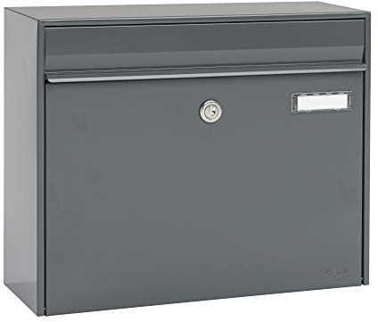 MEFA 101500DE Briefkasten Vals 101 (mit Namensschild, Postkasten mit Schloss, Größe 310x385x137 mm) grau