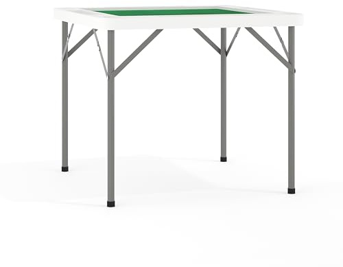 Flash Furniture Silas 34.5 Square 4-Player Folding Card Game Table with Green Playing Surface and Cup Holders