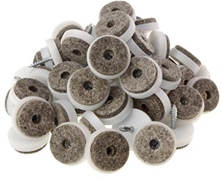100 Stück Filzgleiter mit Kunststoffträger zum Schrauben weiß Ø 24 mm
