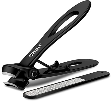 SZQHT Ultra Wide Jaw Opening Nail Clippers Set, Toenail Clippers for Thick Nails, Heavy Duty Nail Cutter, Stainless Steel Toe Nail Clippers for Seniors, Men & Women Manicure,Pedicure,Big(Black)