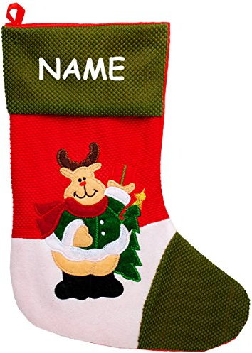 alles-meine.de GmbH 1 Stück XL - Weihnachtssocke & Filzstrumpf - 3-D Effekt - Rentier/Elch - incl. Name - 40 cm - Nikolausstiefel - Nikolausstrumpf/Weihnachtsstiefel - ..